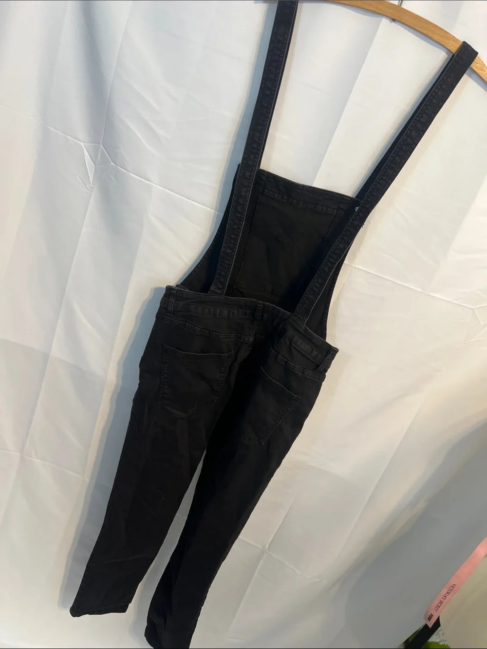 Free People Washed denim black overalls